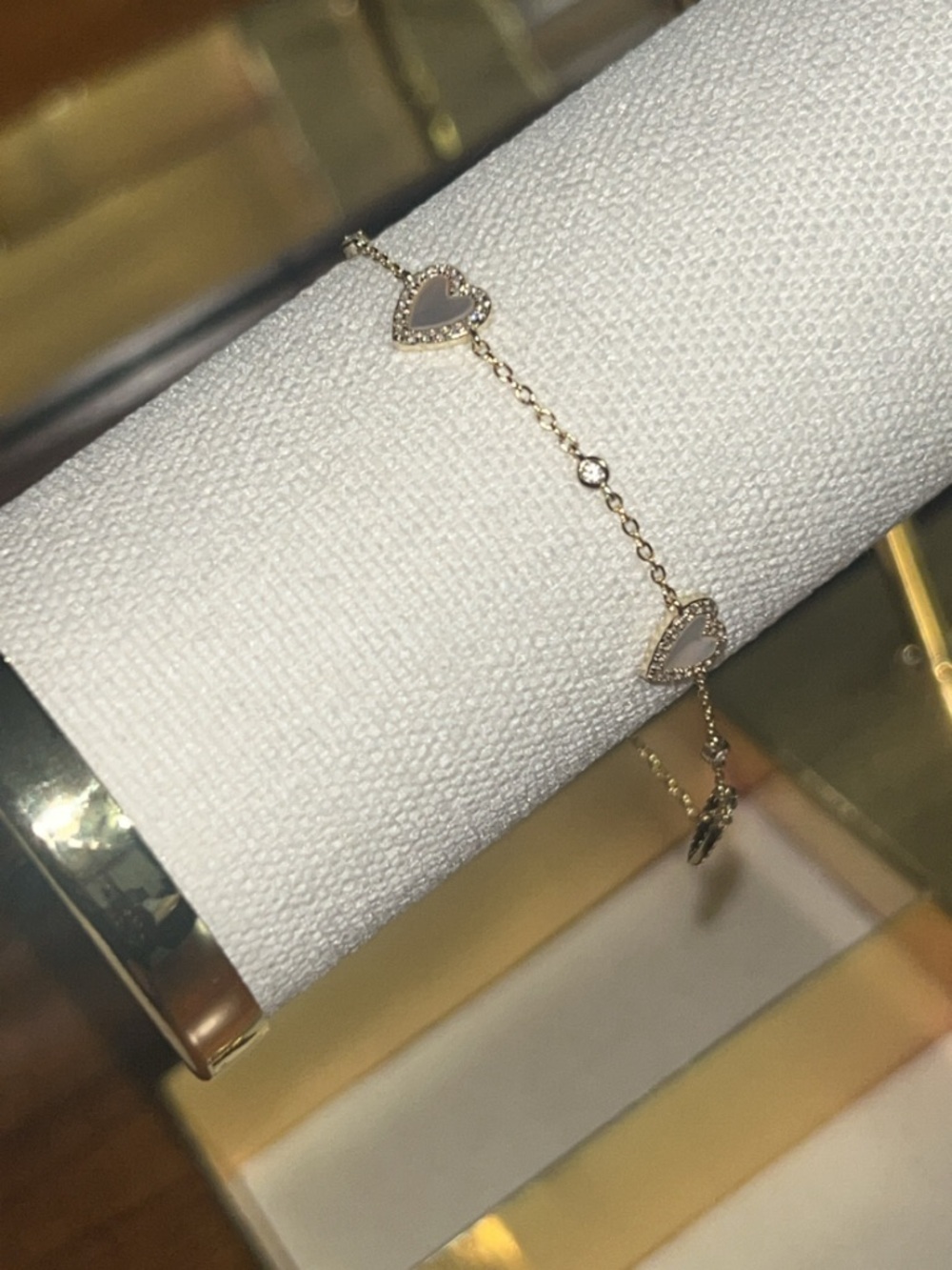 14k gold plated 925 sterling silver heart diamond bracelet stackable l